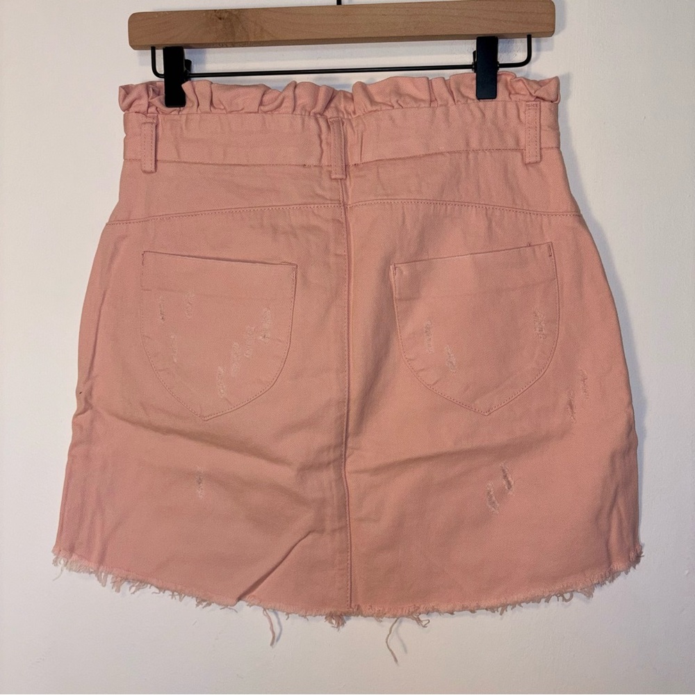 NWT Hayden Distressed Paperbag Denim Skirt Pink Size M - Picture 5 of 9